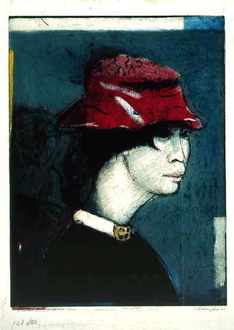 Oriental Girl with Red Hat